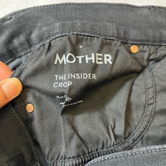 MOTHER Insider Crop Jeans Not Guilty Black | High Rise Cropped Flare 31 - Picture 10 of 17